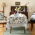thumbnail image 5 of bilin gaier Linen Rectangular Tablecloth,Blue and White Floral Table Cloth,Wrinkle Free Tablecloths,Decor Kitchen,Dining,Tea Party,Home,63"*102", 5 of 10