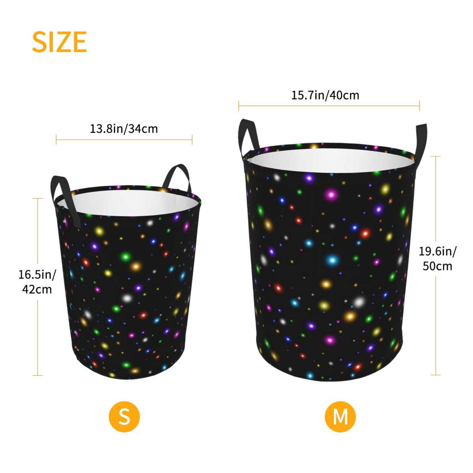 Large Laundry Basket with Handles - sparks abstract shiny sky black Kids Baby Dirty Clothes Laundry Hamper for Bedroom Aesthetic
