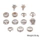 thumbnail image 3 of 15pcs Vintage Women Mid Ring Set Flower Crown Hollow Out Joint Knuckle Nail Ring, 3 of 5