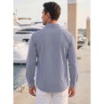 thumbnail image 3 of INSPIRE CHIC Men's Back to School Pinstripe Shirt Long Sleeve Button Down Casual Dress Shirts M Navy Blue, 3 of 5