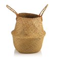 thumbnail image 2 of Cesta de almacenamiento plegable con asas hecha de algas marinas para decoración de habitaciones o macetas, 2 of 8