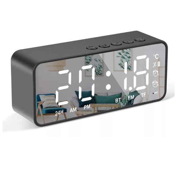 Bluetooth Alarm Clock Mirror Digital Alarm Clock Wireless Bluetooth