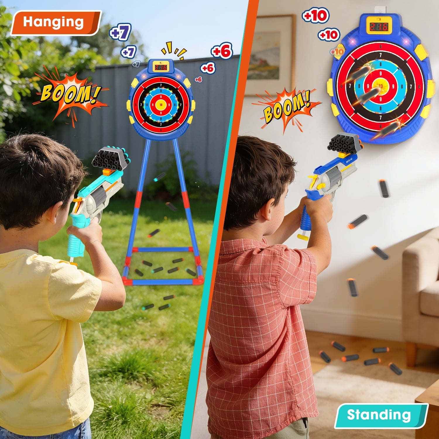 Huge Wave Shooting Game Set for Boys Aged 4-8, Shooting Target Toys, Standing & Hanging, Indoor and Outdoor Shooting Toys for Kids, Christmas Birthday Gift, 2 Pack