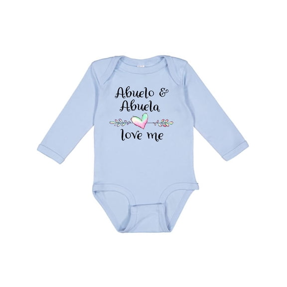 Inktastic Abuelo and Abuela Love Me Heart Grandchild Boys or Girls Long Sleeve Baby Bodysuit