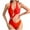 Red, variant on Bigersell Cut Out One-Piece Swimsuit Women High Cut V-Neck Bathing Suit Backless Monokini Swimwear Orange L