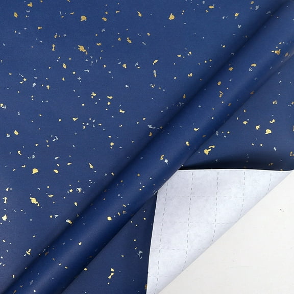 NAMZI 17 Inch x 9.84 Feet Mini Roll Wrapping Paper, Navy Blue Gold Design with Silky Touch for Birthday, Wedding & Holiday