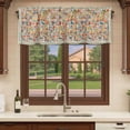 thumbnail image 6 of 2 Pack Boho Beige Flowers Valances for Windows Bedroom Living Room Window Treatments, Spring Abstract Watercolor Floral Leaf Rod Pocket Valance Drapes Short Kitchen Curtains Over Sink 42"x18", 6 of 8