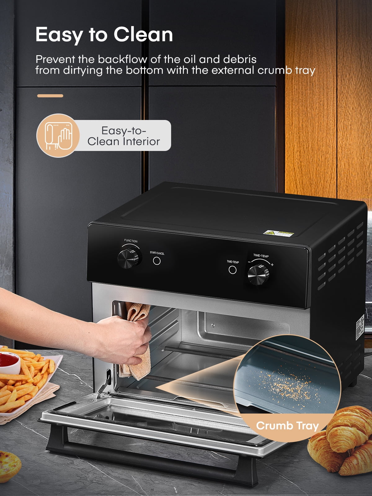 OVENTE Air Fryer Toaster Oven Combo,1700W Power & Free Accessories, New-  Silver OFM2025BR 