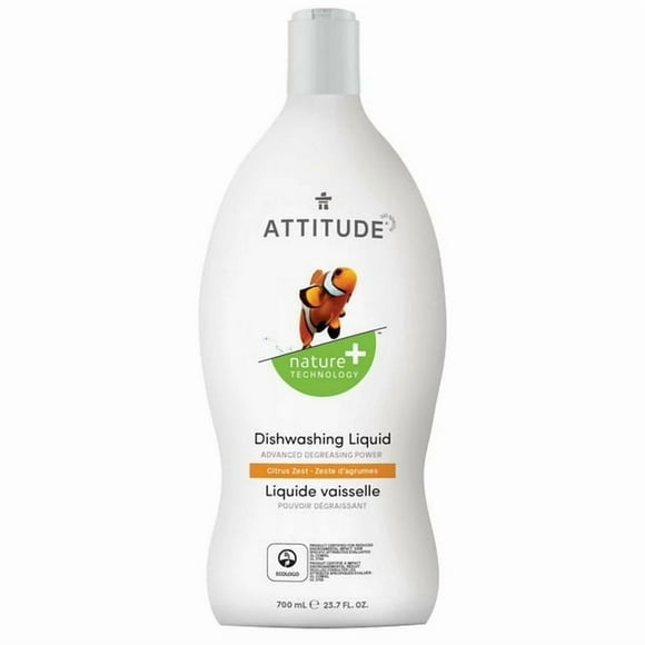 ATTITUDE nature+ technology, Liquide Vaisselle, Zeste d'Agrumes, 700 ml, 700 ml
