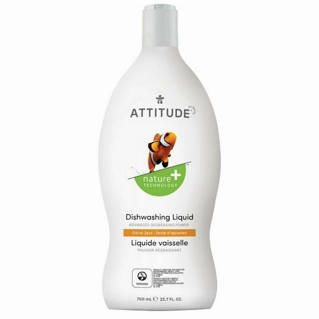 ATTITUDE nature+ technology, Liquide Vaisselle, Zeste d'Agrumes, 700 ml, 700 ml