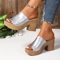 thumbnail image 3 of Dakaela Women's Chunky Heeled Sandal Leather Platform Wedge Slides Arch Support Dress Slip on Pumps, 3 of 7