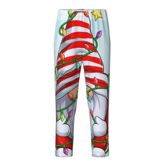 Xecao Funny Christmas Gnome Print Teenagers' Pajama Pants Long Sleep Pants Soft Elastic Waist Pajama Bottoms Elastic waist with 2 Pockets 5-16 Years-Medium