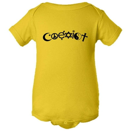

PleaseMeTees™ Baby Classic Arched Coexist Religion Symbols HQ Jumpsuit