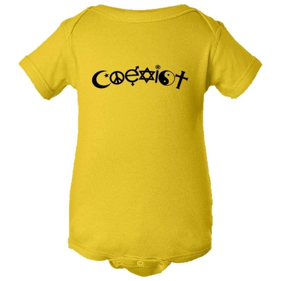 PleaseMeTees™ Baby Classic Arched Coexist Religion Symbols HQ Jumpsuit