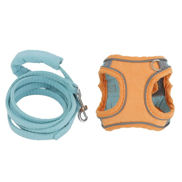 Arneses y correas para gatos, reflectantes, ajustables, a prueba de fugas, para pasear al aire libre, color azul, naranja, XL