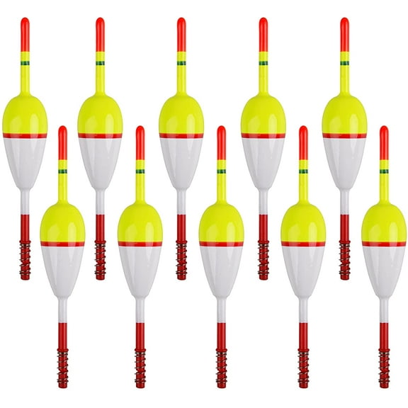 10pcs Wood Slip Bobbers Fishing Floats and Bobbers Spring Oval Stick Slip Floats for Crappie Fishing