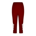 thumbnail image 4 of WCMZJ Capri Leggings for Women Tummy Control Butt Lifting Workout Capri Yoga Pants Lace Appliqué Summer Beach Capris Red L, 4 of 6