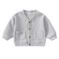 thumbnail image 2 of Boys Graphic Tees Solid Print V-Neck Long Sleeve Pocket Button-Down Cozy Cardigan Outerwear for Daily Wear Boys' Tops Tees Shirts Light Blue 3 Years-4 Years, 2 of 3
