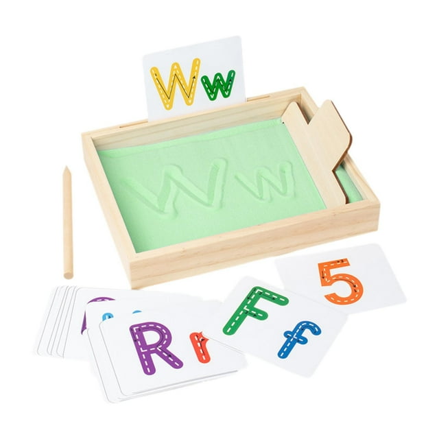TISHITA Montessori Sand Tray Deep Wooden Sand Writing Tray for Drawing Painting Kids Cyan
