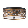 thumbnail image 2 of 2-Light Antique Brown Industrial Semi Flush Mount Ceiling Light, Farmhouse Close to Ceiling Light Fixture for Kitchen Hallway Bedroom Corridors, 2 of 7