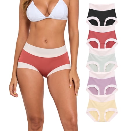 CF Womens Modal Underwear No Show Hipster Panties for Women Pack Full Coverage Workout Briefs Comfy Soft Smooth Ladies Gym Sports Undies(5D,XL)