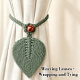 thumbnail image 4 of Bohemian Handwoven Leaf Curtain Tieback Strap, Polyester Tassel Curtain Holder with Bead Buckle for Home Decor Homestay Style, 4 of 6