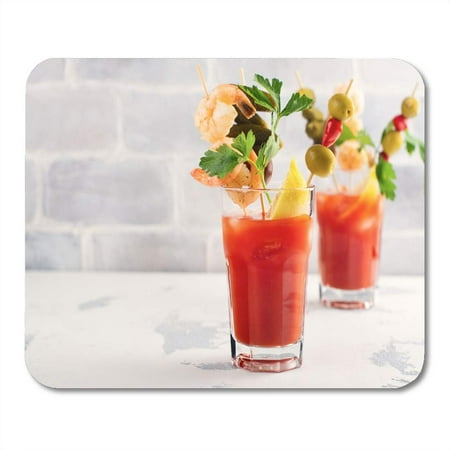 LADDKE Colorful Shrimp Homemade Spicy Vodka Bloody Mary Cocktail Selective Mousepad Mouse Pad Mouse Mat 9x10