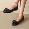 thumbnail image 5 of Women Shoes Casual Large Size Single Shoes Simple Pure Colour Bowknot Rhinestone Low Heel Flat Bottom Single Shoes Loafers Womens Sneakers, 5 of 8