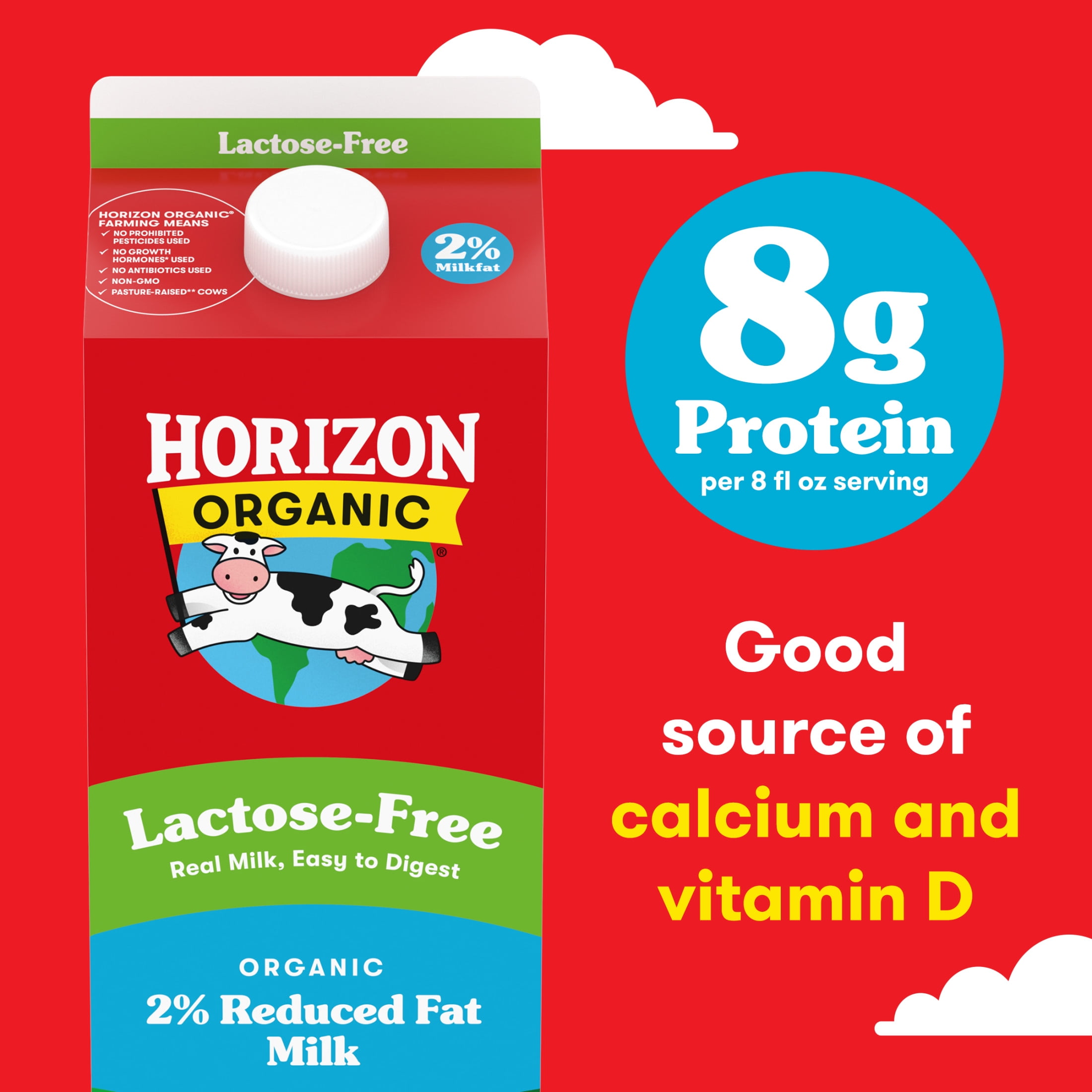 Horizon Organic Lactose Free Milk, 2% Reduced Fat, 64 fl oz Carton