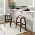 thumbnail image 4 of Linon Renner 30" Saddle Backless Barstool, Walnut/Brown Microfiber Cow Print, 4 of 9