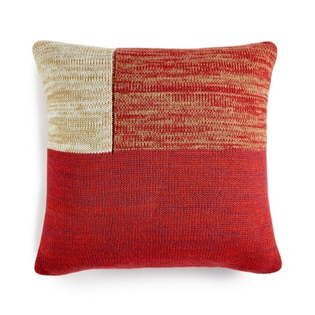Martha Stewart Collection Chunky Knit Colorblocked  Red