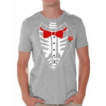 Tuxedo Shirts for Men - Graphic Tees - Skeleton Halloween Tshirt