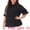 Black, variant on DARING DIVA Women's Plus Office Pleated Short Puff Sleeves Mock Neck Top 3X Black