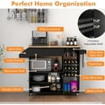thumbnail image 5 of Topbuy Kitchen Island Cart with Drop-Leaf & Power Outlet Rolling Kitchen Cart on Wheels with Microwave Shelf Glass Holder Black & Natural, 5 of 9