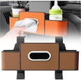 thumbnail image 1 of Car Organizers and Storage Box, 4 In 1 Multifunctional Car Organizers and Storage Back Seat with Drink Cup Holder Tissue Box, for Hold Phone,Snacks, Drinks, Handbag (Coffee), 1 of 8