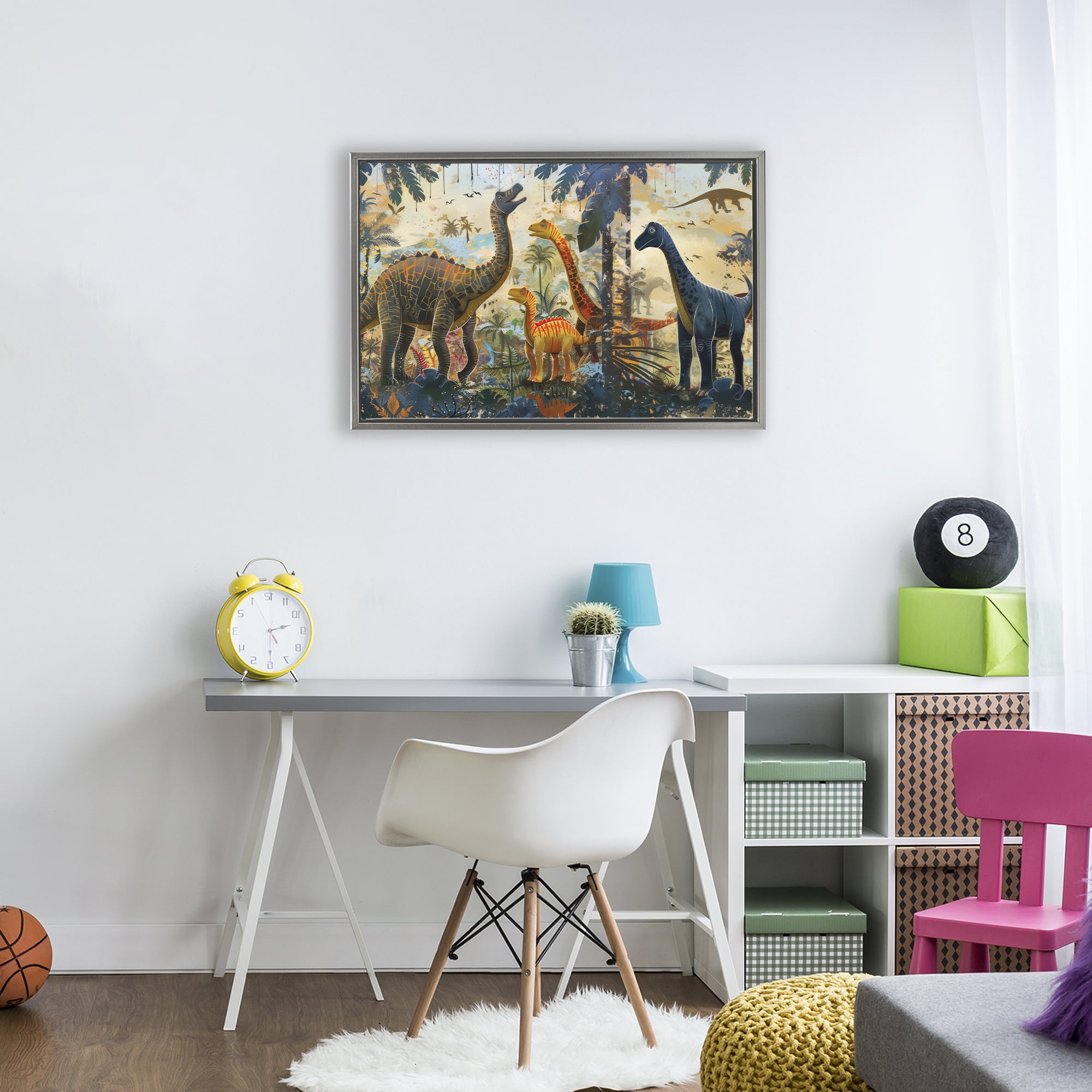 Stupell Industries Jurassic Journey in Nature Gray Framed Floater Canvas Wall Art, design by Lazar Studio