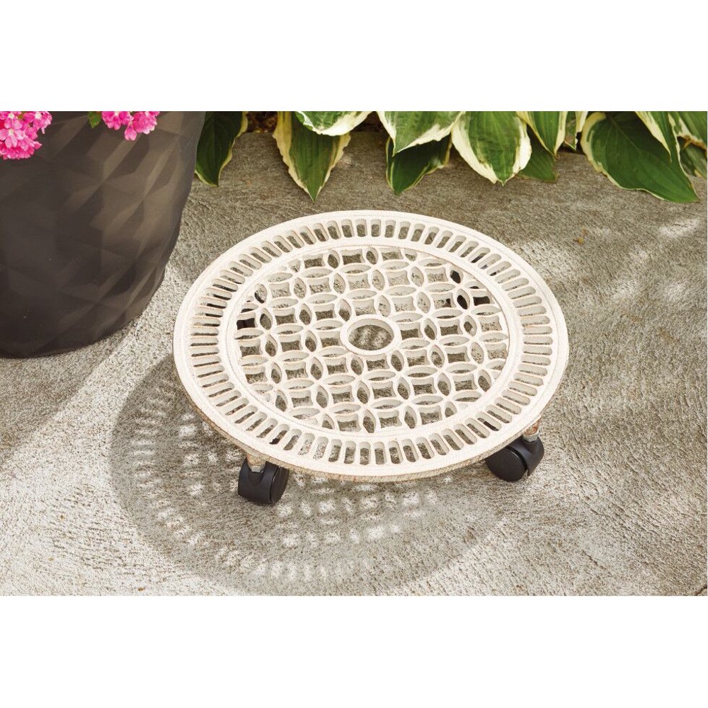 Better Homes and Gardens 14 in. Outdoor Lattice Cast Iron Plant Caddy