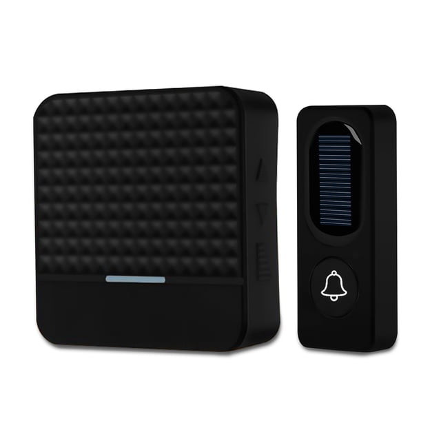 Lksixu Trousse de Sonnette Intelligente Sans Fil avec Bouton à Énergie Solaire et Carillon à Brancher pour la Maison, Électronique de Sonnette Intelligente à 4 Volumes pour la Maison, le Bureau, l'École