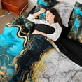 thumbnail image 4 of jejeloiu Retro Marble Texture 7pcs Bedding Comforter Set,Modern Fulid Ink Queen Bedding Sets,Blue Black White Queen Sheet Sets For Men Women,Super Cozy Room Decor Reversible, 4 of 8