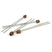 Charcoal Companion Rosewood handle Double Prong Grilling Kabob Skewers, Set of 4
