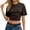 Brown, variant on Cropped T Shirts for Women 2026 Summer Casual Short Sleeve Crewneck Ruched Slim Fitted Tee Shirt Y2k Going out Tops