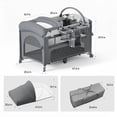 thumbnail image 7 of Babyomi 4 in 1 Baby Bassinet with Diaper Changer, Long Next to Bed Crib with Mattress,Height Adjustable,Pack and Play,Bedside Crib Sleeper, Gray, 7 of 7