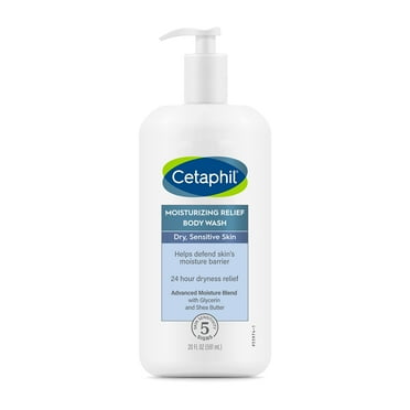 Cetaphil Body Wash, New Moisturizing Relief Body Wash For Sensitive Skin, Creamy Rich Formula Gently Cleanses And Gives 24 Hr Relief To Dry Skin,Hypoallergenic, Fragrance Free, 20 Oz.