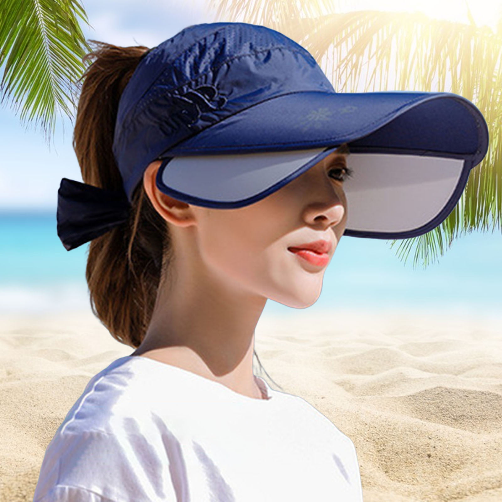 Wide Brim Visor Hat for Women Golf Visor Cap Sun Protection Hat for Beach  Garden Tennis Running Sunshade Hat 
