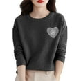 thumbnail image 3 of Women's Hand-Crochet Detail Sweater, 3D Floral Embroidered Pullover, Casual Crewneck Knit Top, Boho Chic Long Sleeve Blouse, Lightweight Textured Pullover Black XL, 3 of 10