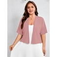 thumbnail image 5 of SHOWMALL Womens Plus Cropped Cardigan Open Front Shrug for Dresses Lightweight Bolero for Summer Pink 3X, 5 of 8
