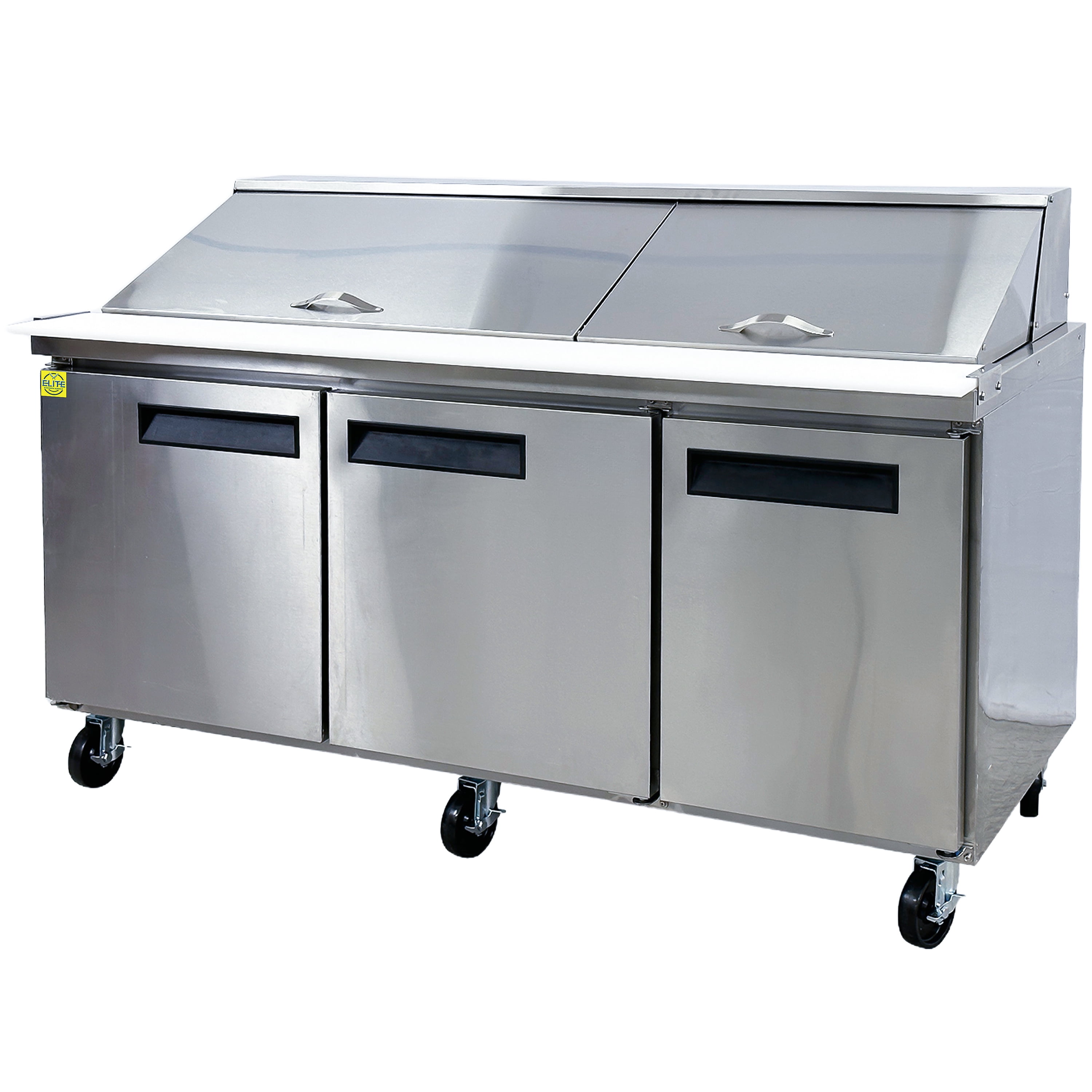 73 in. Food Prep Table Refrigerator, 3 Stainless Steel Doors, 20.3 Cu.Ft., Stainless Steel, NSF Certified