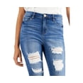 thumbnail image 4 of Dollhouse Destructed High-Rise Raw-Hem Skinny Jeans, Blue/5, 4 of 6