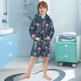 thumbnail image 5 of FORMRS Niños Bathrobe Unisex Hooded Robe Soft Plush Pajamas Sleepwear, Size 7-9T, Cartoon Jellyfish Pattern, 5 of 7