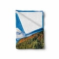 thumbnail image 2 of Pirate Ship Soft Flannel Fleece Throw Blanket, Lake Ashi Mount Hill Japan Town Hakone Travel Touristic Destination, Cozy Plush for Indoor and Outdoor Use, 60" x 80", Green Blue Orange, by Ambesonne, 2 of 6